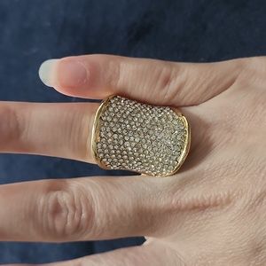 Gold tone cz shield ring